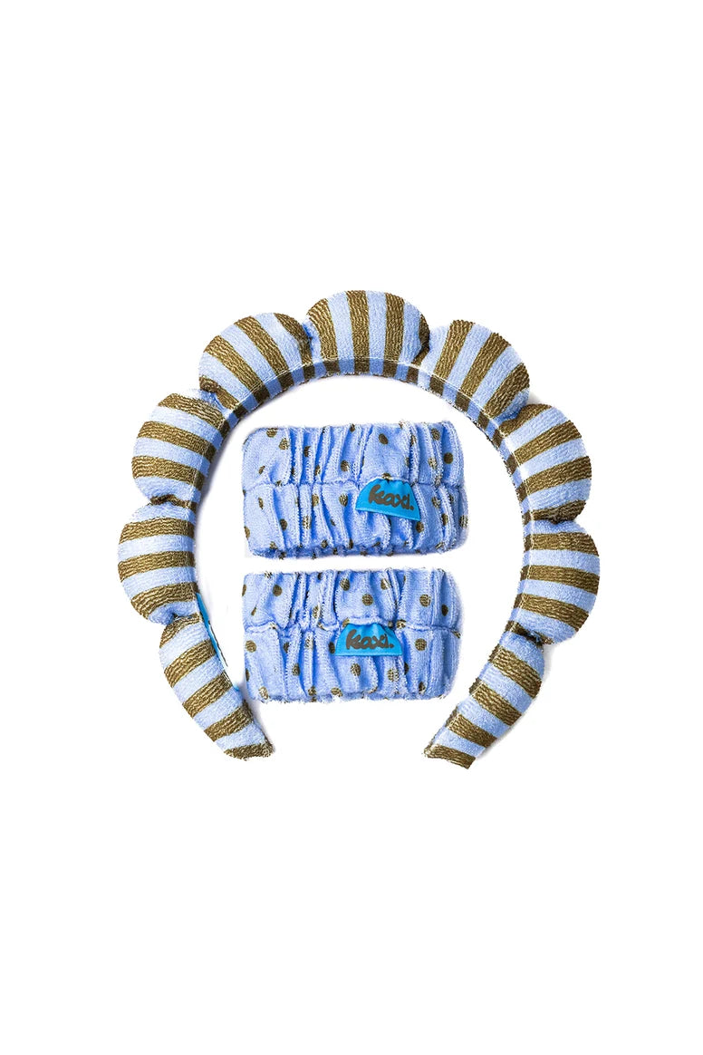 Grwm Headband & Wristband Set - Brown & Blue