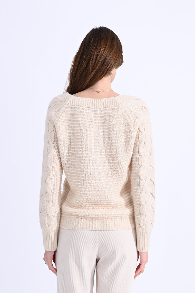 Square Neck Cable Knit Sweater