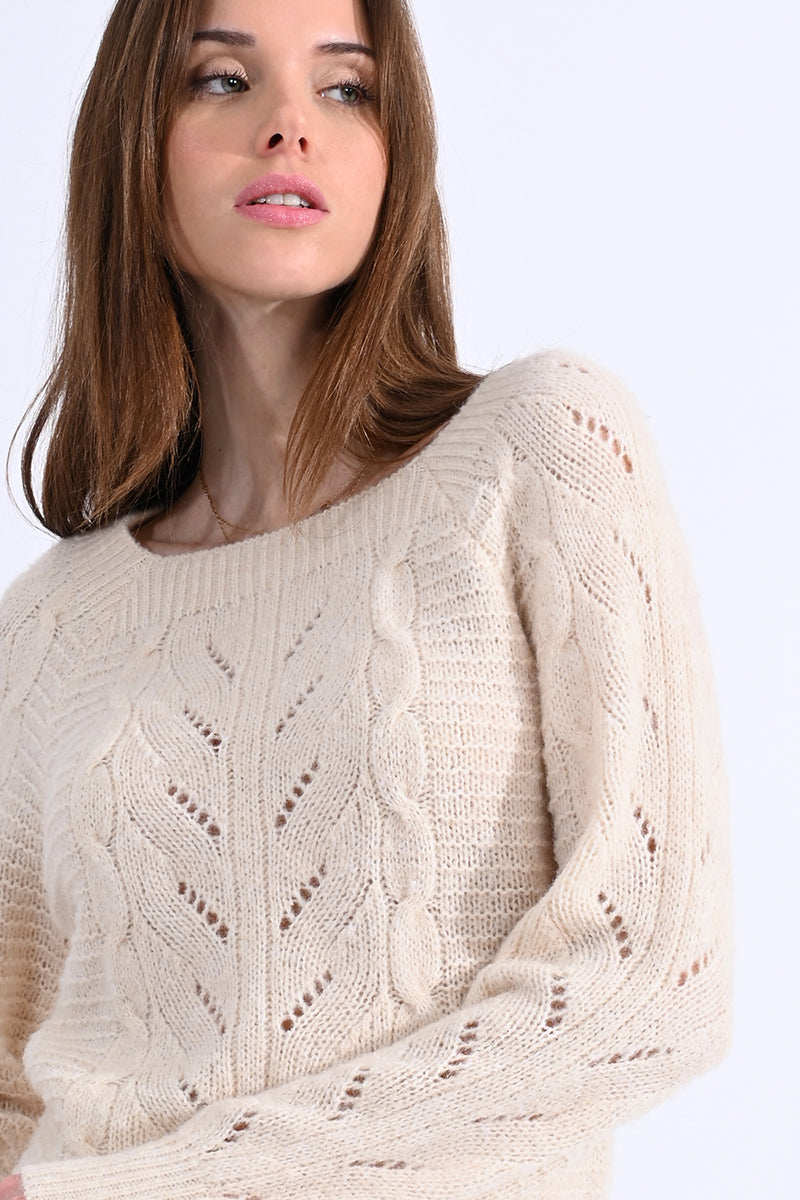 Square Neck Cable Knit Sweater
