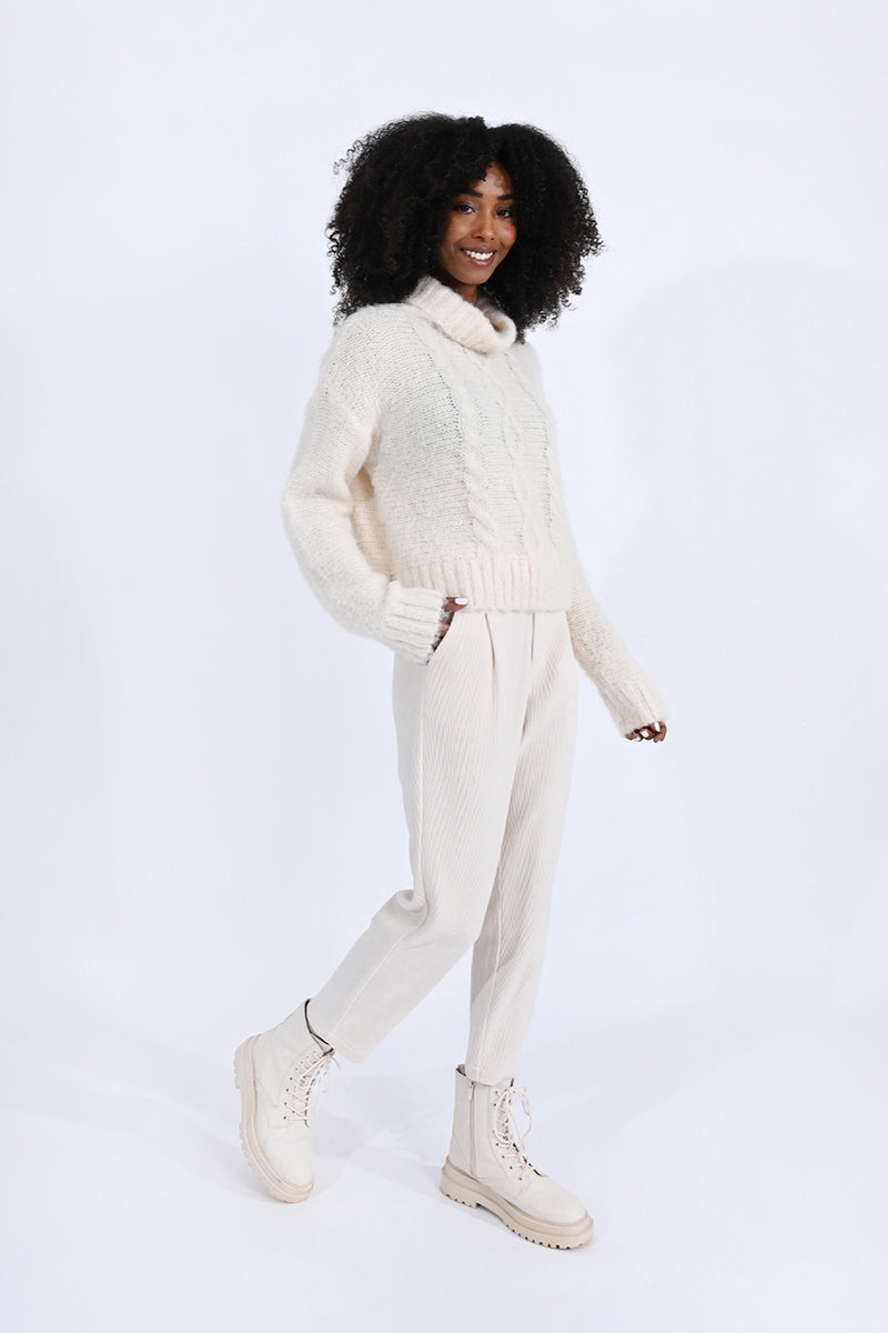 Fuzzy Cable Knit Sweater
