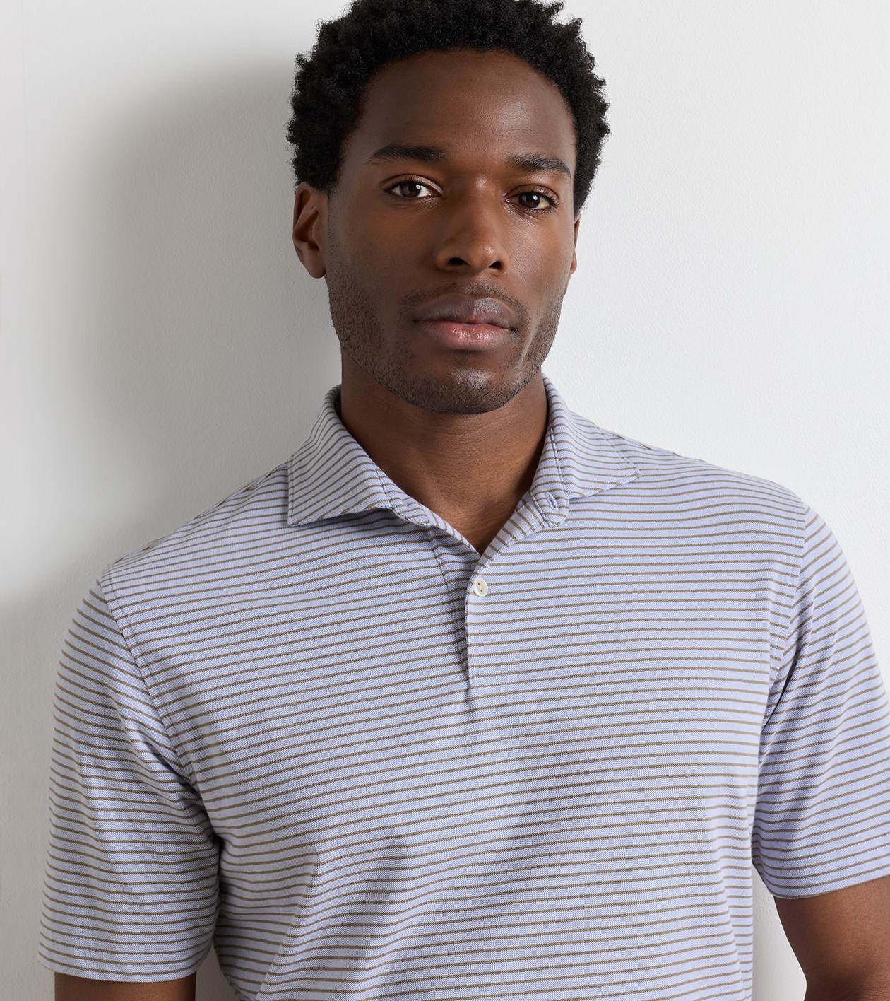 Albatross Stripe Cotton-Blend Piqué Polo - Edwin Spread Collar