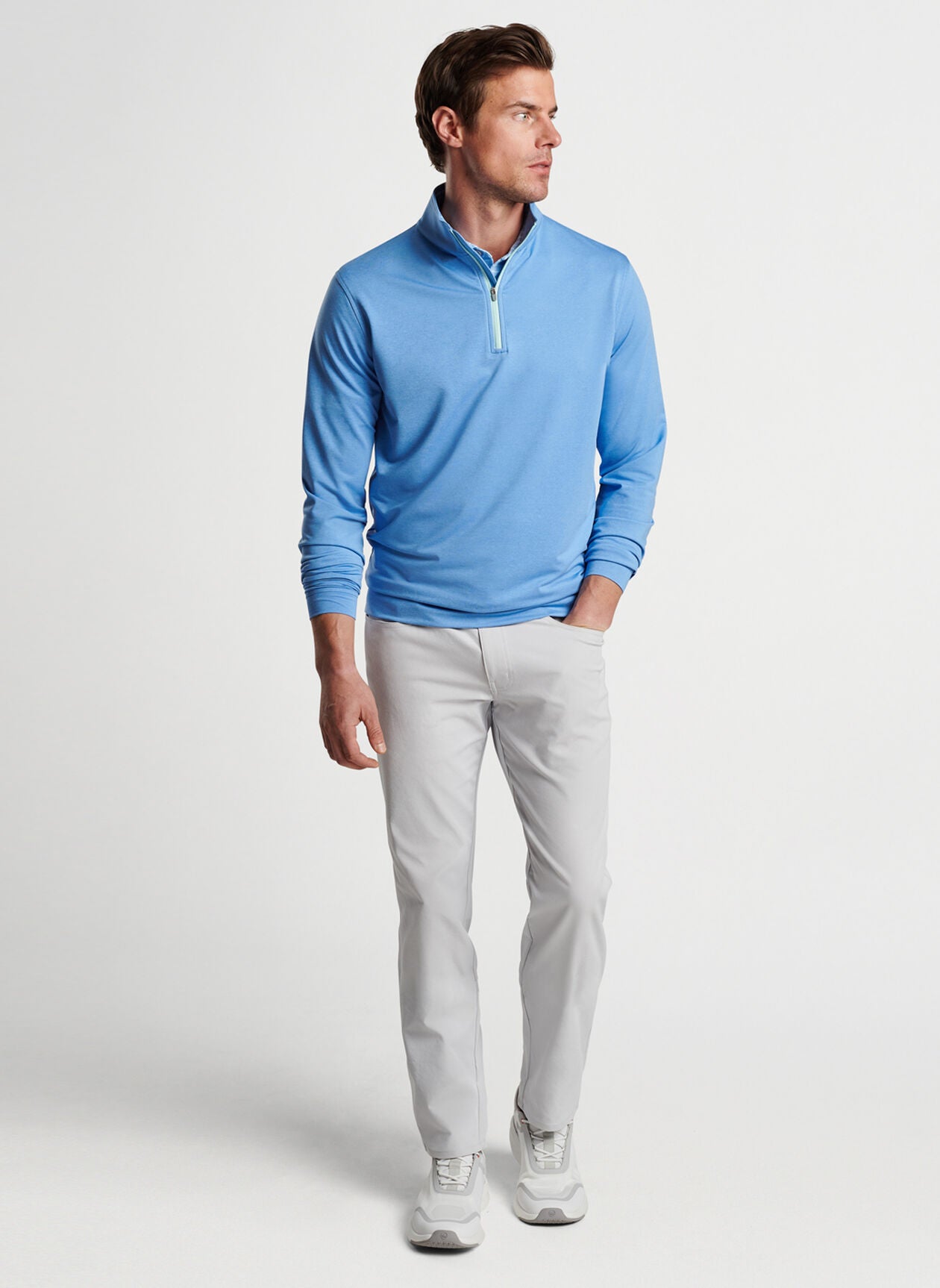 Regular Fit Half-zip Sweatshirt - Light gray melange - Men
