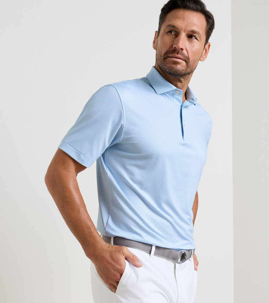 Gingham Performance Jersey Polo