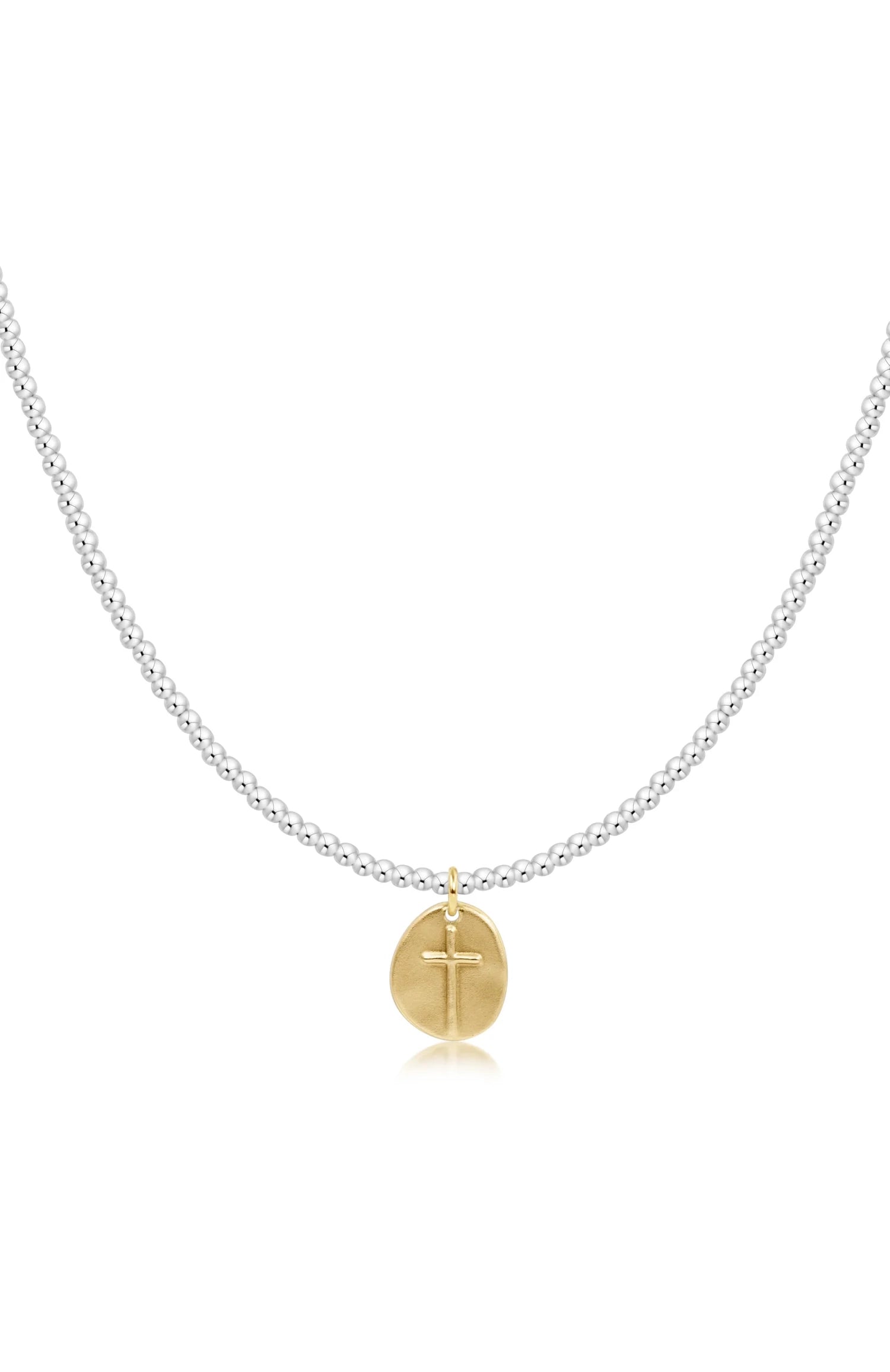 15" Choker Classic Sterling Mixed Metal 2mm Bead - Inspire Small Gold Charm