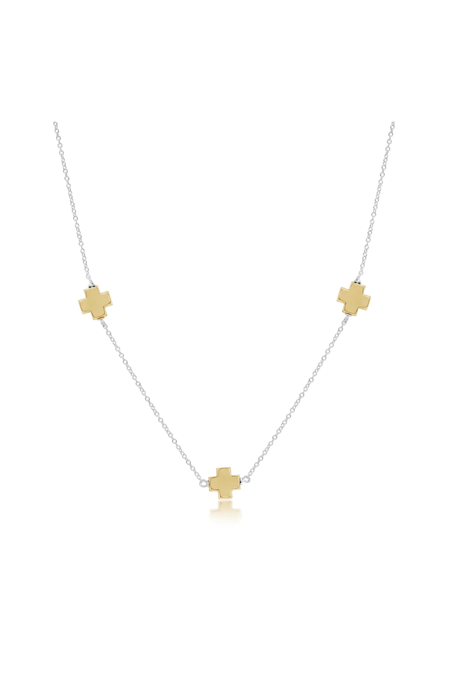 17" Choker Simplicity Chain Sterling Mixed Metal - Signature Cross