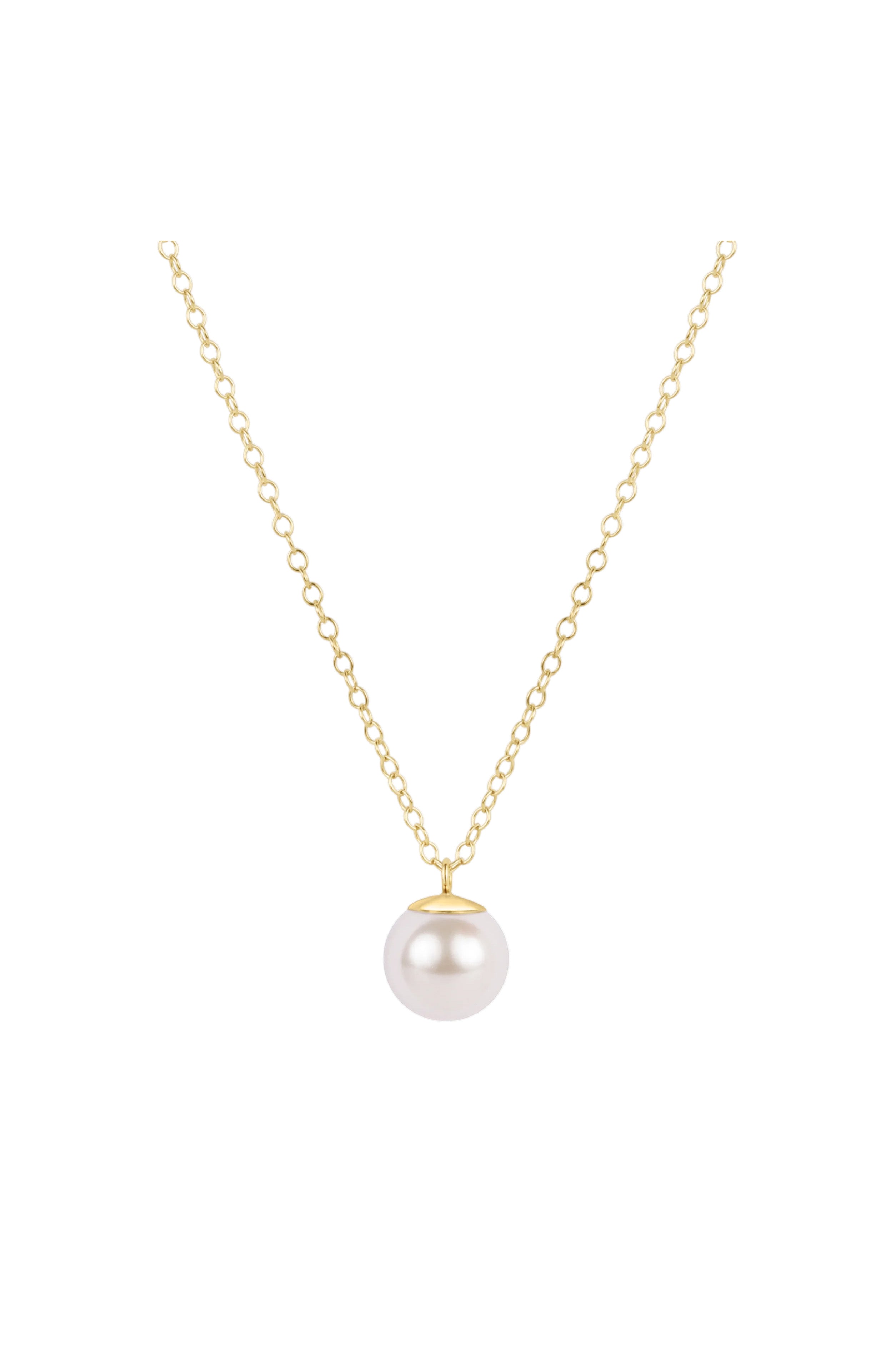 16" Necklace Gold - Classic Pearl 10mm Charm