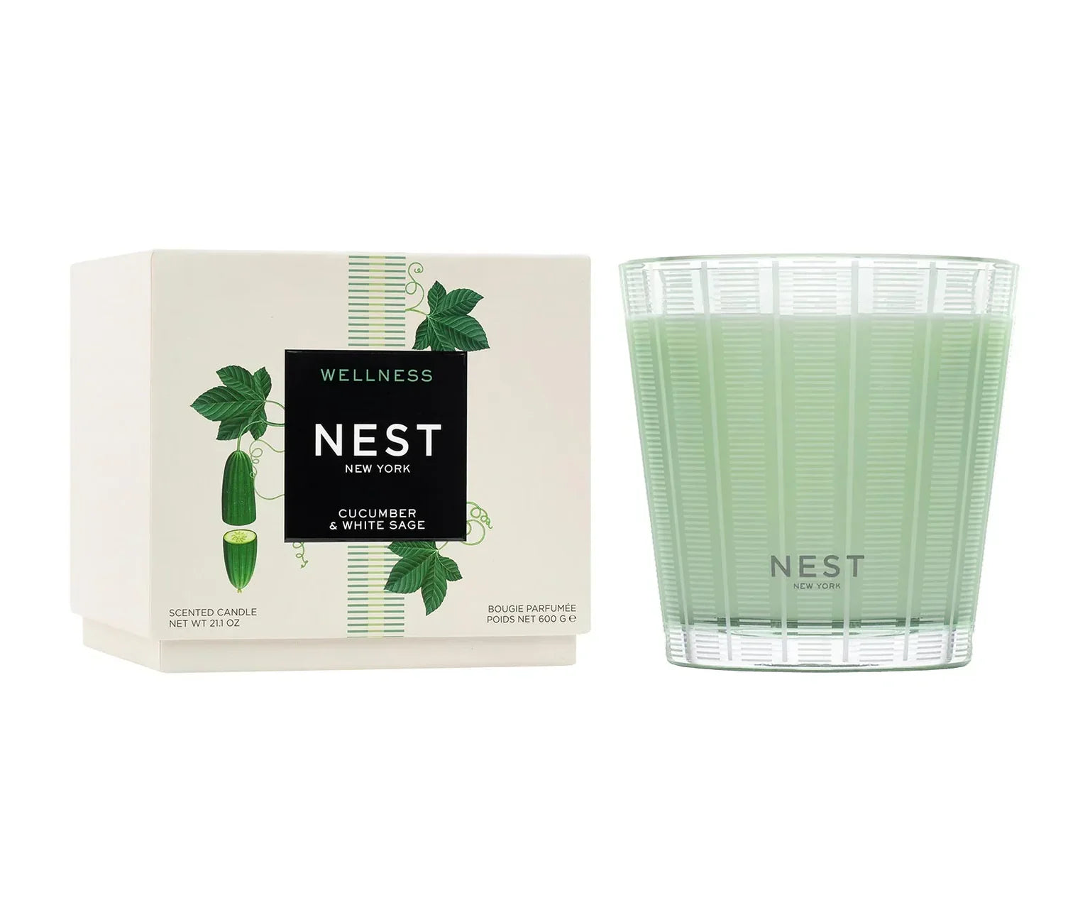 3-Wick Candle 21.1oz Cucumber & White Sage