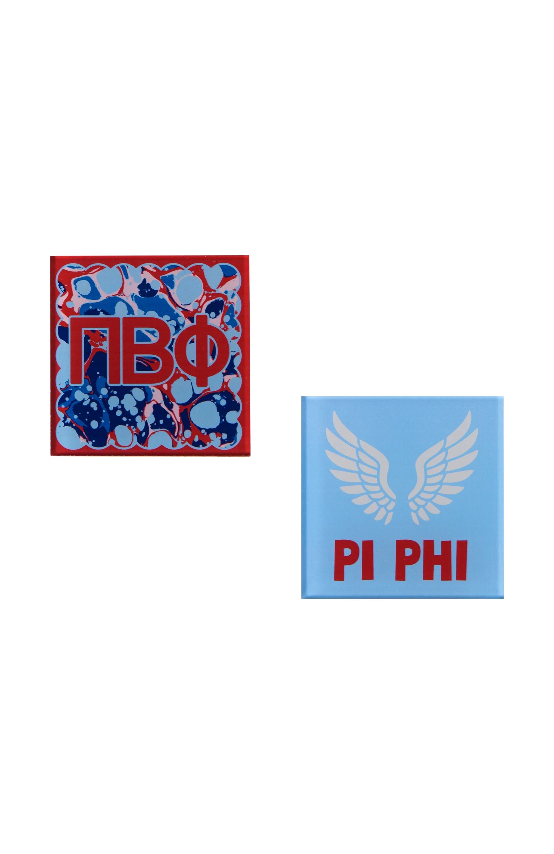 Sorority Reversible Acrylic Marbled Coaster - Pi Beta Phi