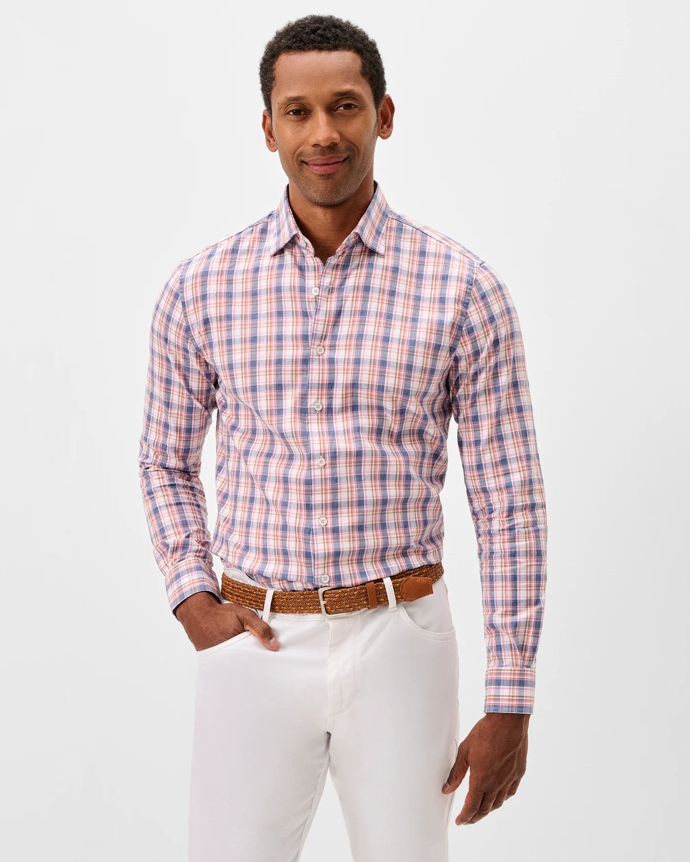 Slub Cotton Button Down Shirt - Jordi Plaid