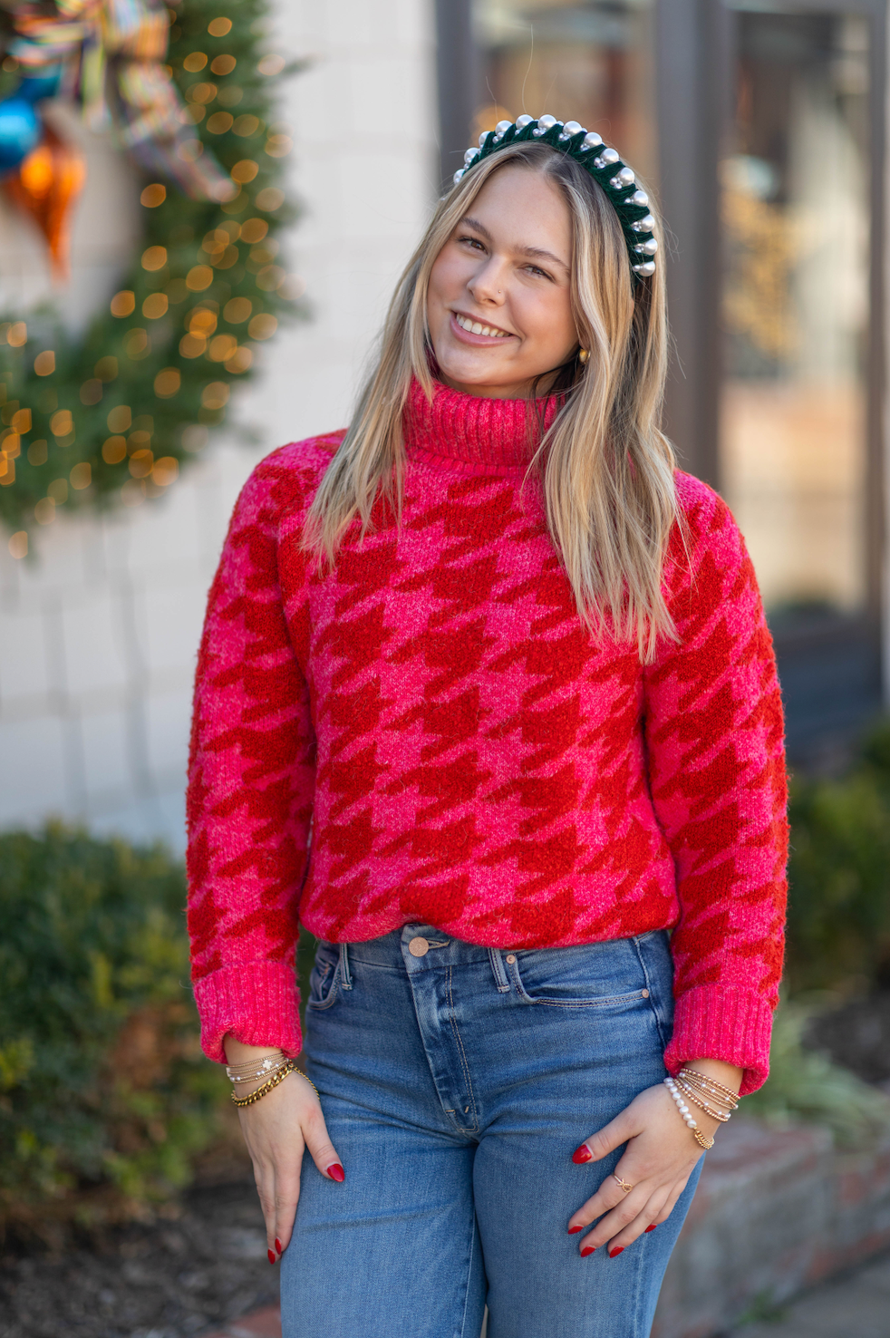 Ruby Houndstooth Turtleneck Sweater