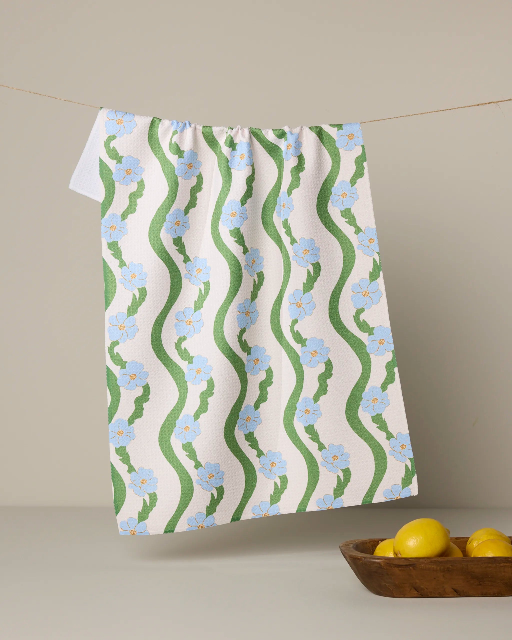 Wavy Flowers Tea Towel