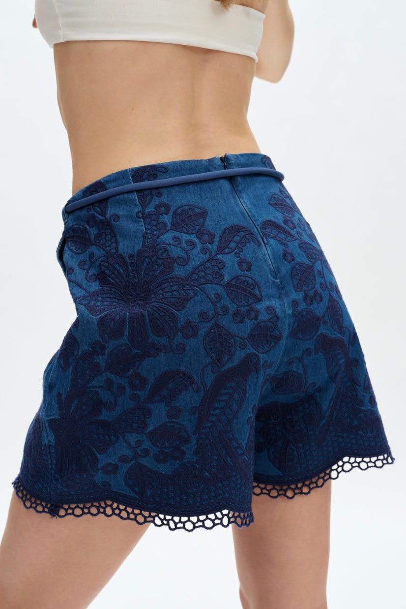 MIAMI HIGH RISE EMBROIDERED SHORTS