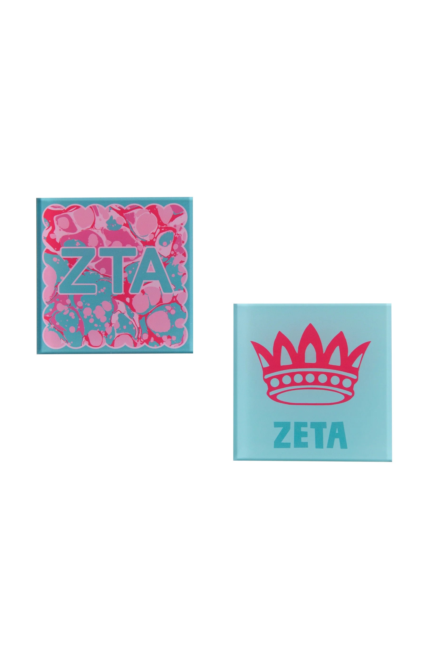 Sorority Reversible Acrylic Marbled Coaster - Zeta Tau Alpha