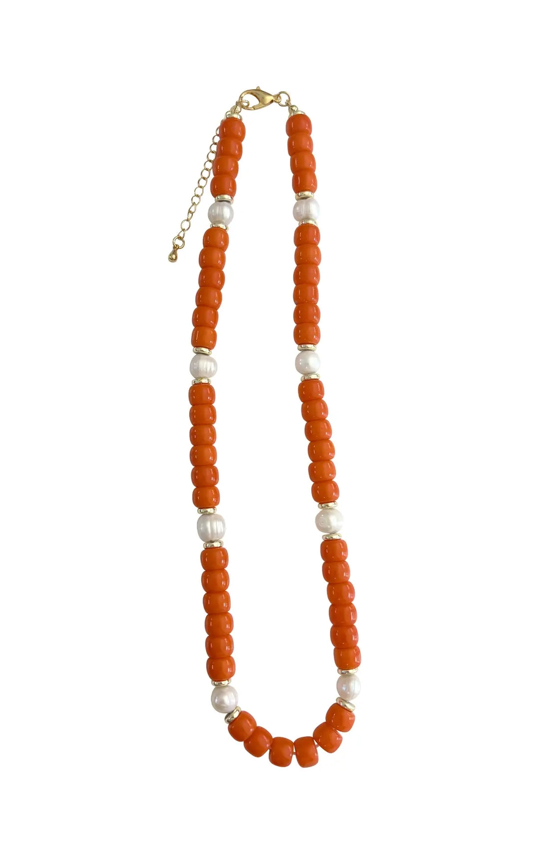 Victory Beaded Pearl Necklace - Orange