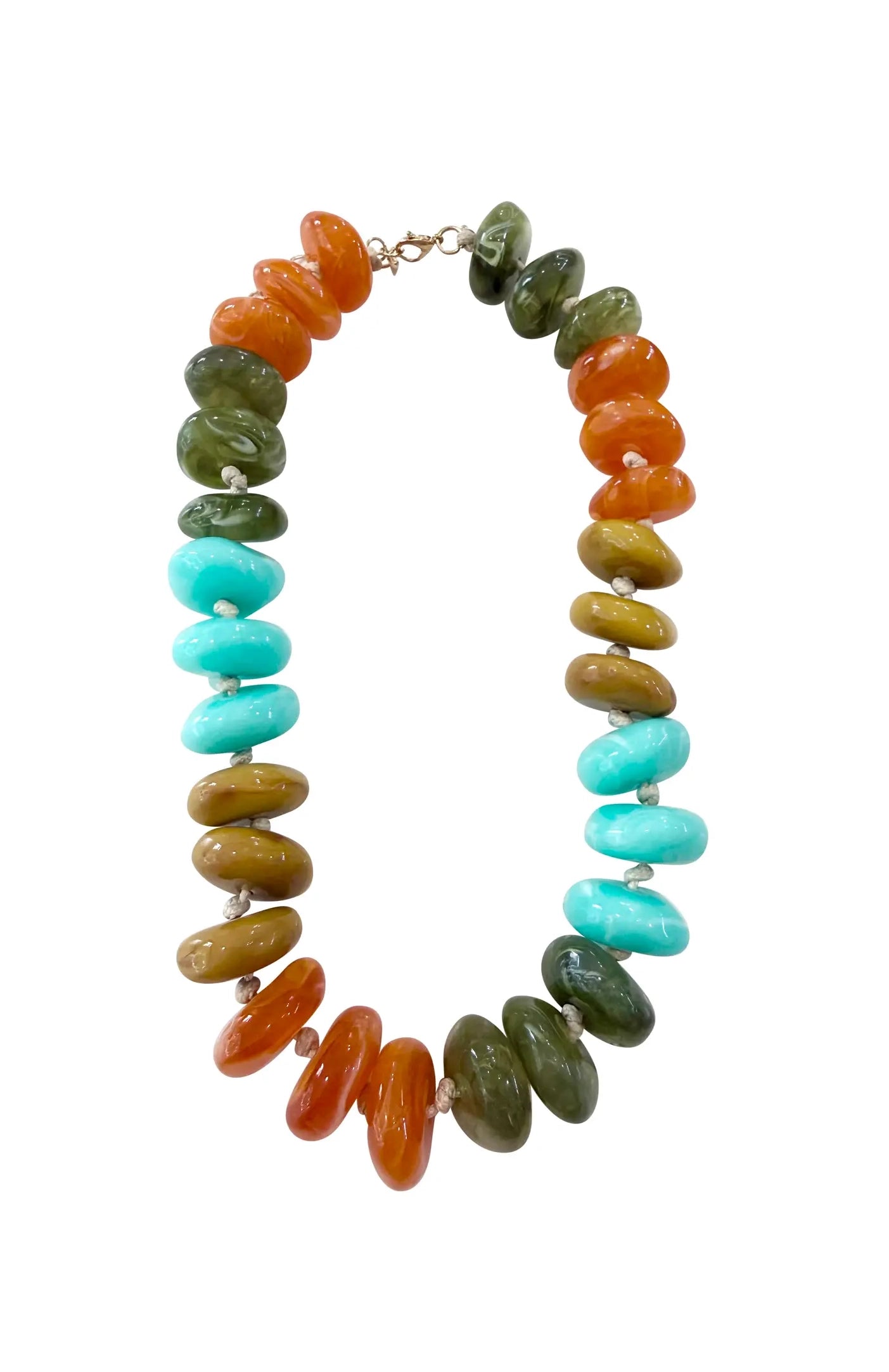 Delray Chunky Beaded Necklace - Turquoise/Orange