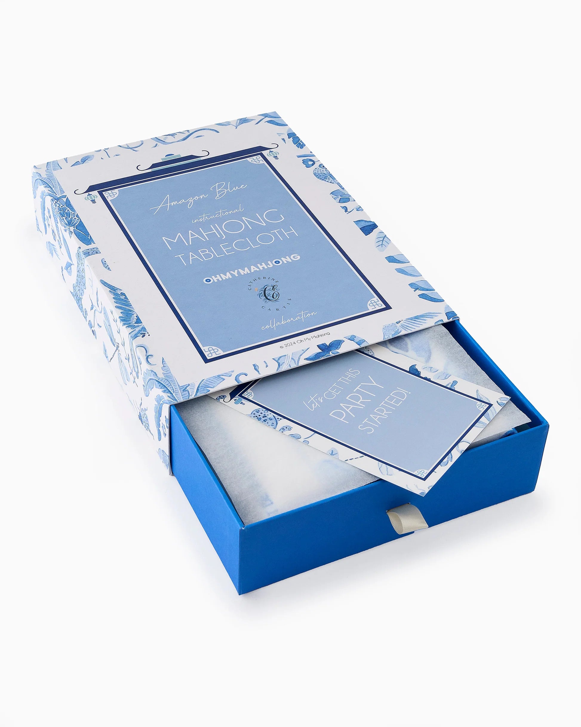 Amazon Blue Instructional Mahjong Tablecloth