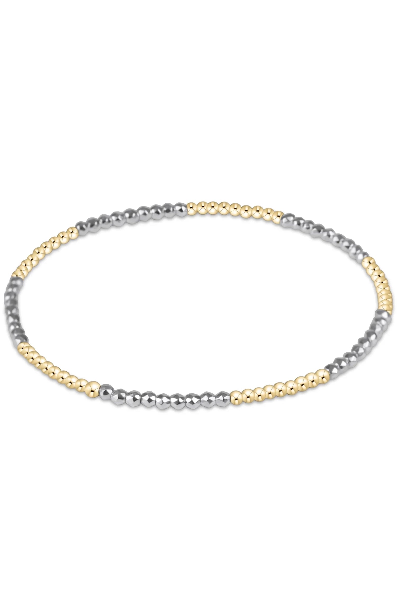 Blissful Pattern 2mm Bead Bracelet - Bright Silver