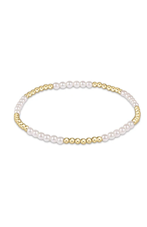 Classic Blissful Pattern 2.5mm Bead Bracelet 3mm Pearl