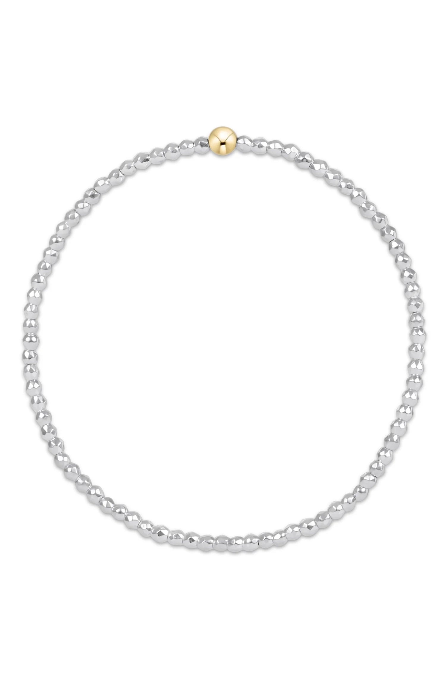 Bright Silver Faceted Hematite 2mm Bead Bracelet