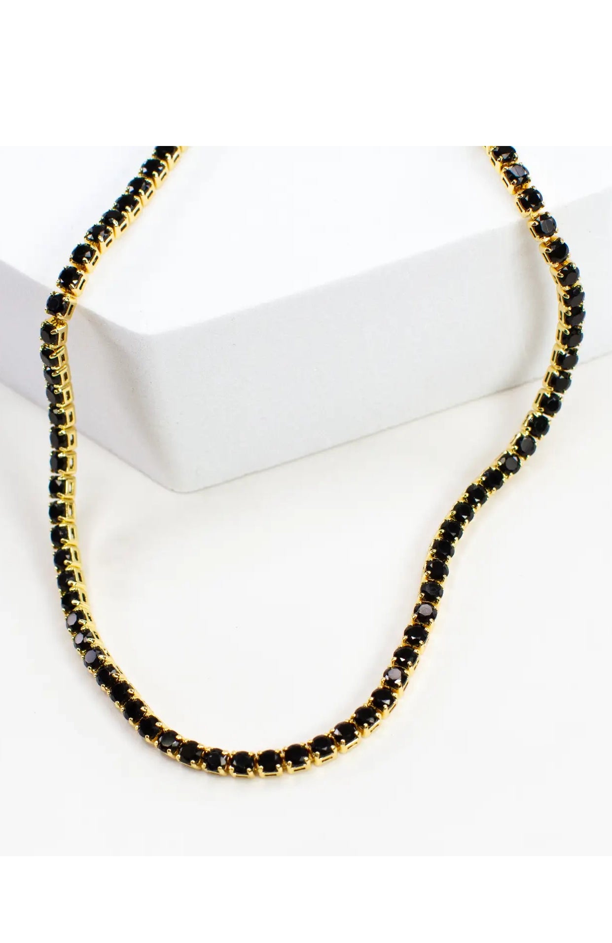 Tennis Black Cz Crystal Necklace