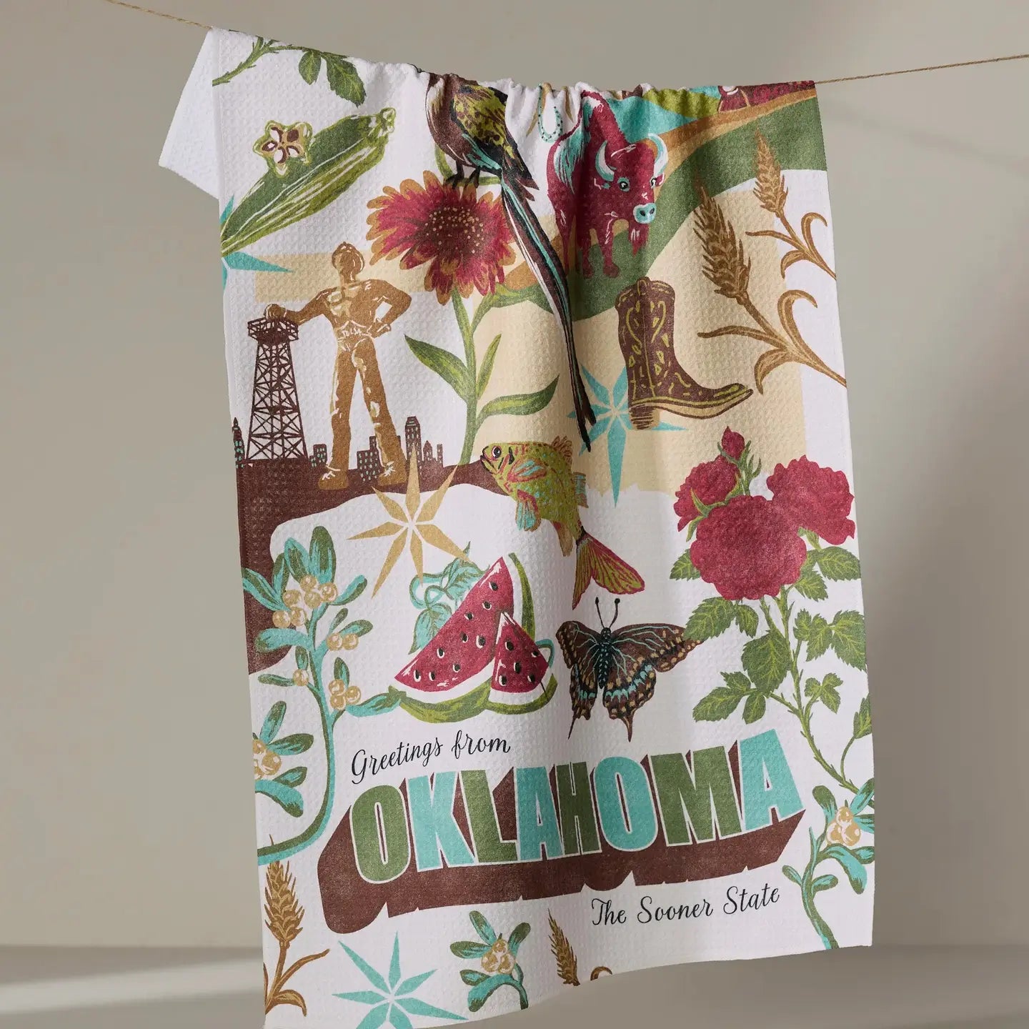 Greetings from Oklahoma Tea Towel