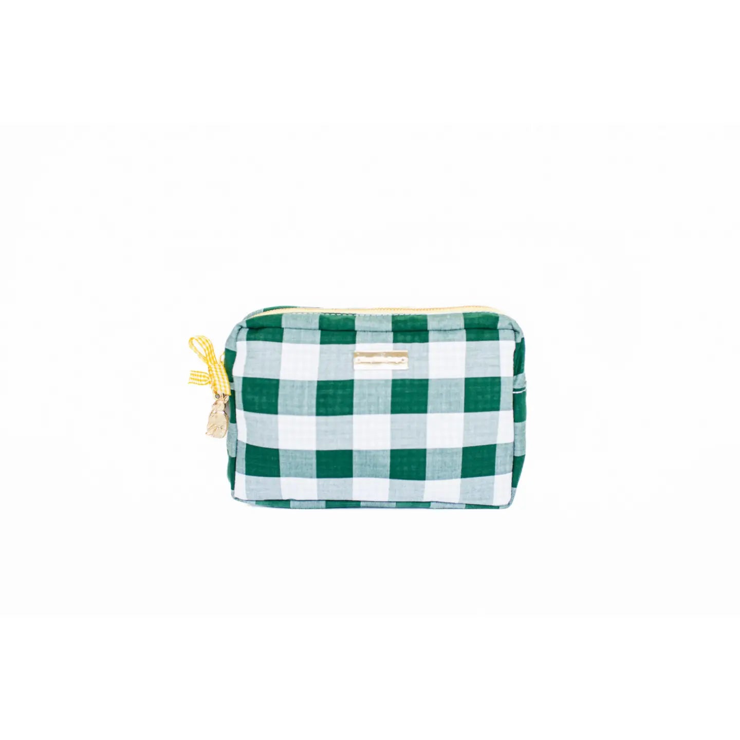 Marigold Bunny's Green Gingham Large Cosmetic Bag