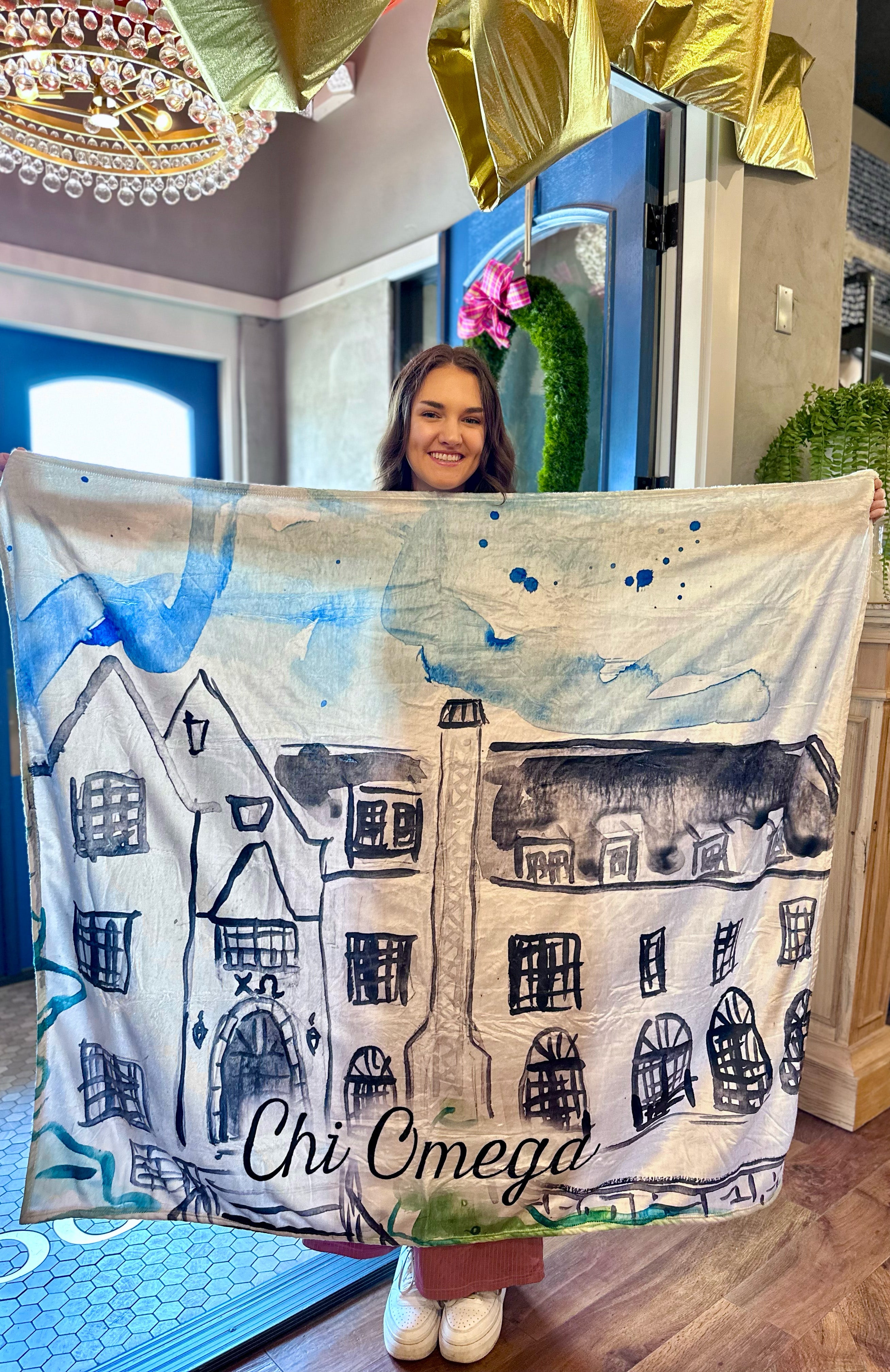Chi Omega House Blanket Oklahoma State