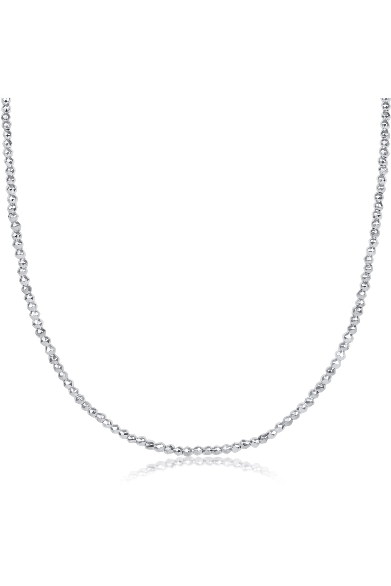 15" Choker Bright Silver Faceted Hematite 2mm Bead