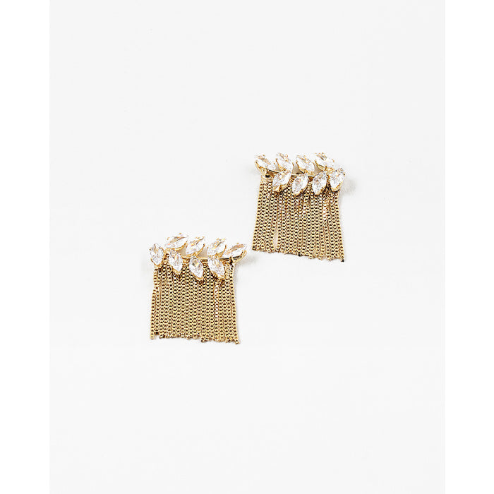 Leaf Fringe Earrings Gold