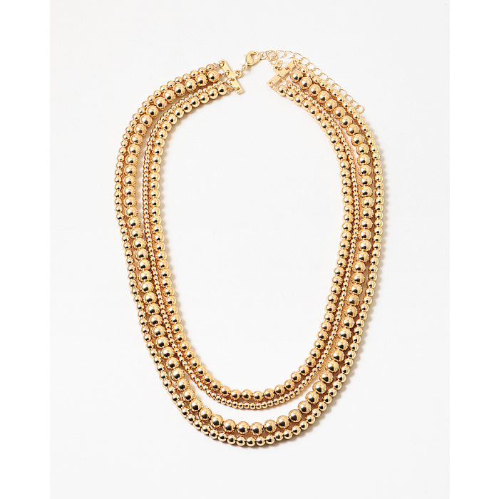 Multi Strand Ball Bead Necklace Gold
