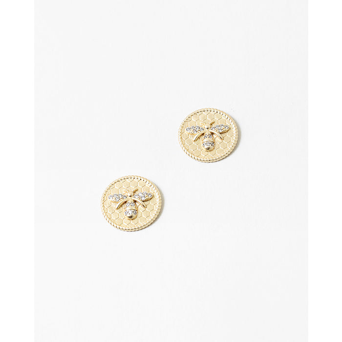 Bee Coin Studs Gold