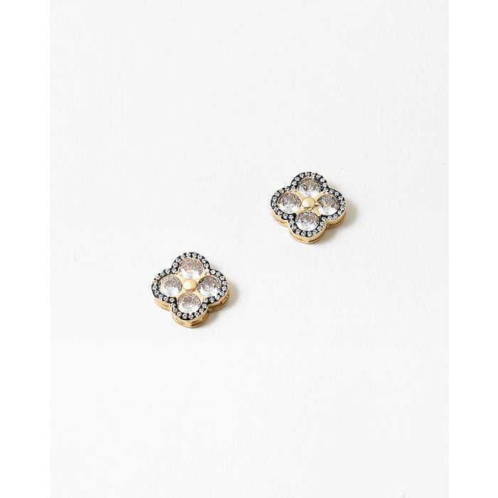 Brie Clover Rhinestone Studs