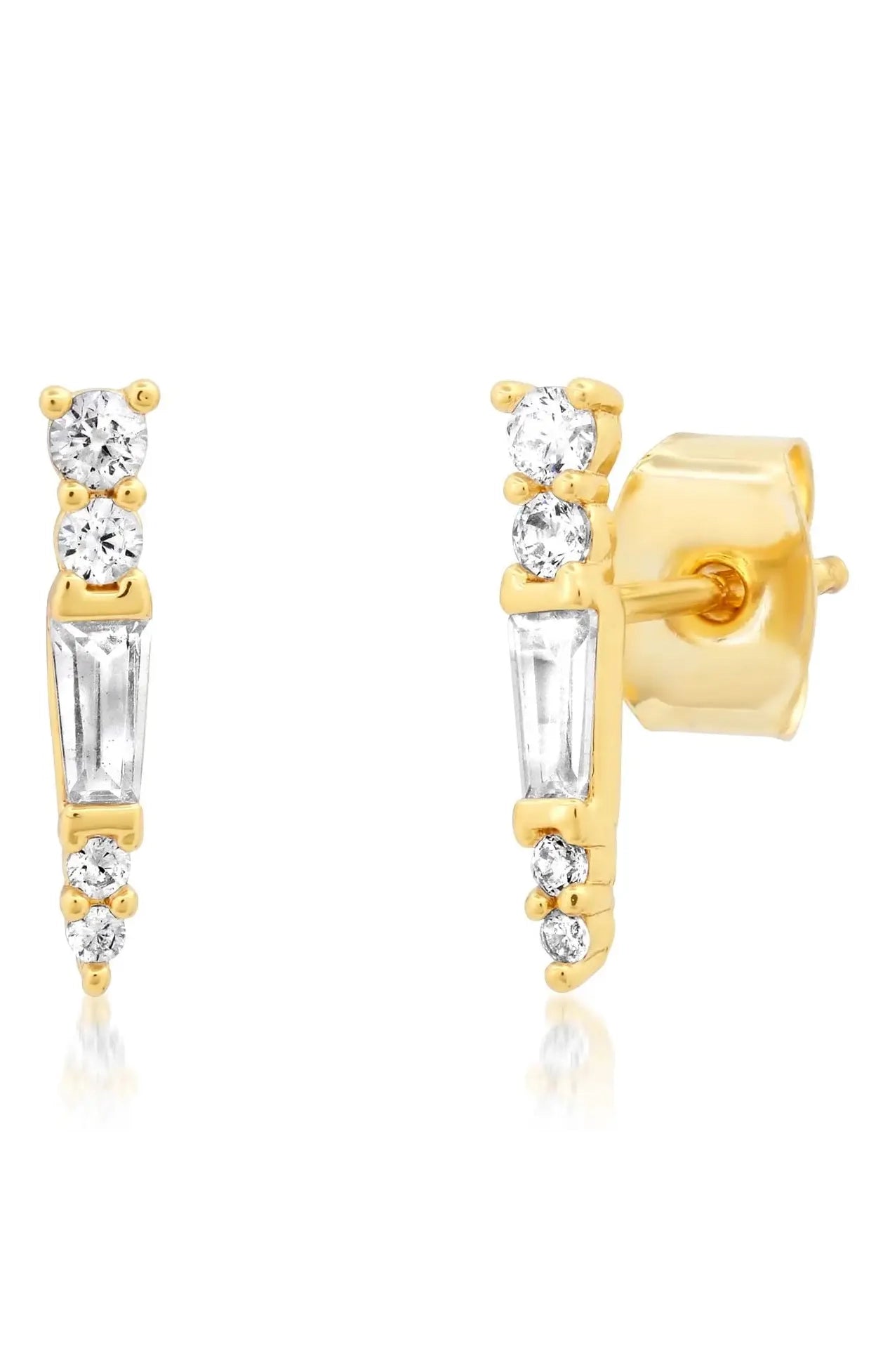 Baguette & Round Cz Spike Studs