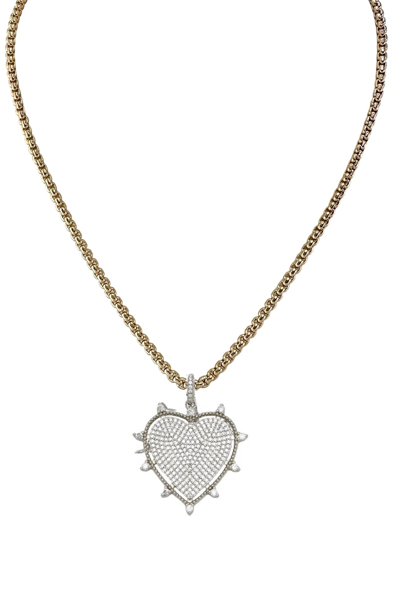 Lindsay Heart Box Link Necklace - Gold/Silver