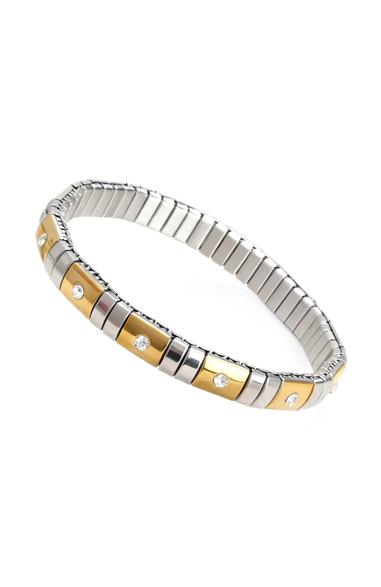 Gold Cz Mixed Metal Icon Tile Bracelet- Waterproof