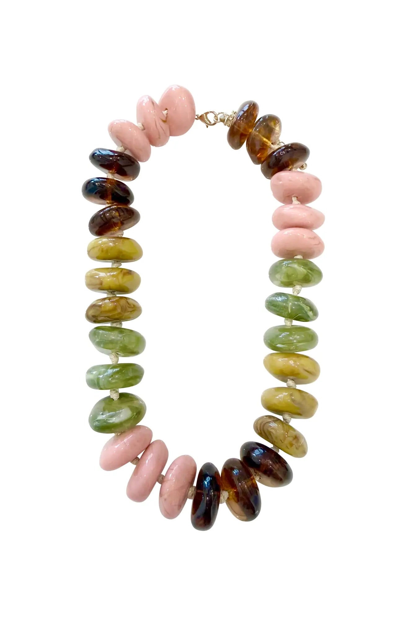Delray Chunky Beaded Necklace- Blush/Green
