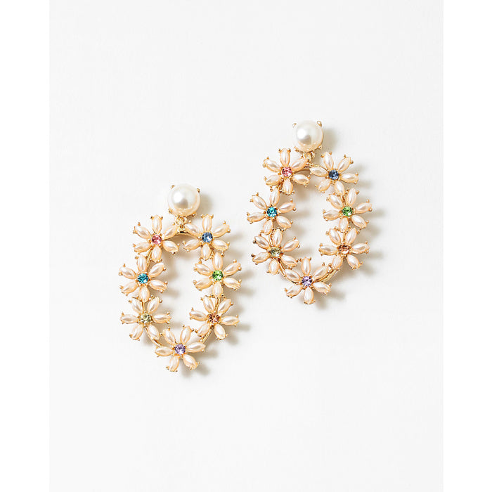 Pearl Flower Earrings RAinbow
