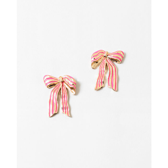 Bow Tie Studs Pink