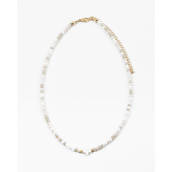 White Cross Shell Beaded Necklace