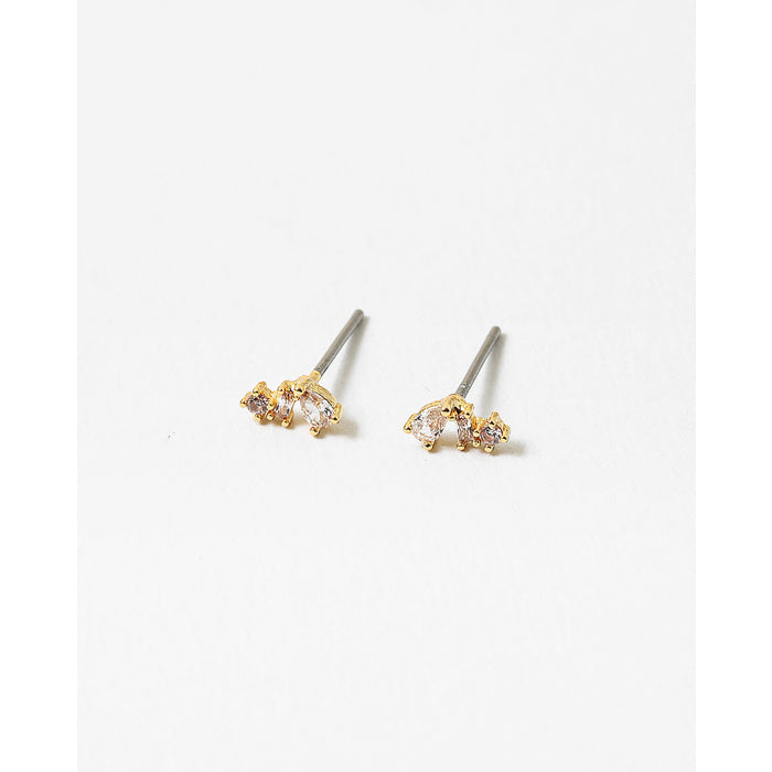 Rhinestone Geo Studs Gold