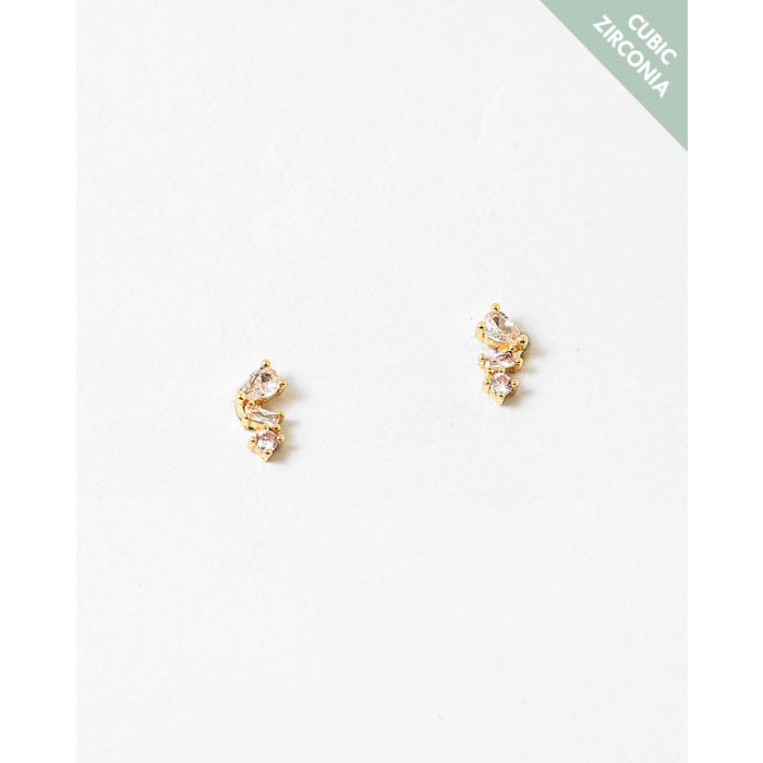 Rhinestone Geo Studs Gold