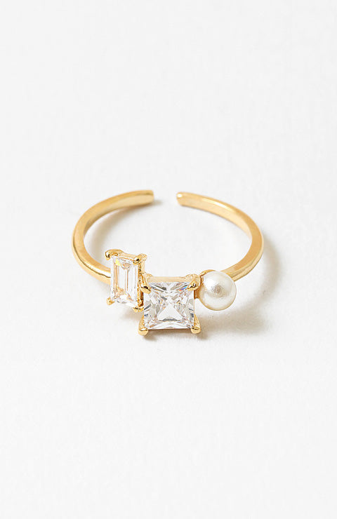 Crystal & Pearl Ring