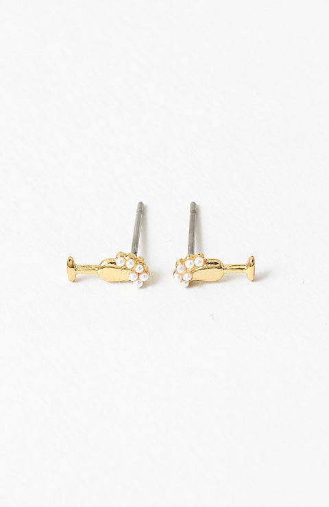 Gold Dipped Cocktail & Pearl Studs
