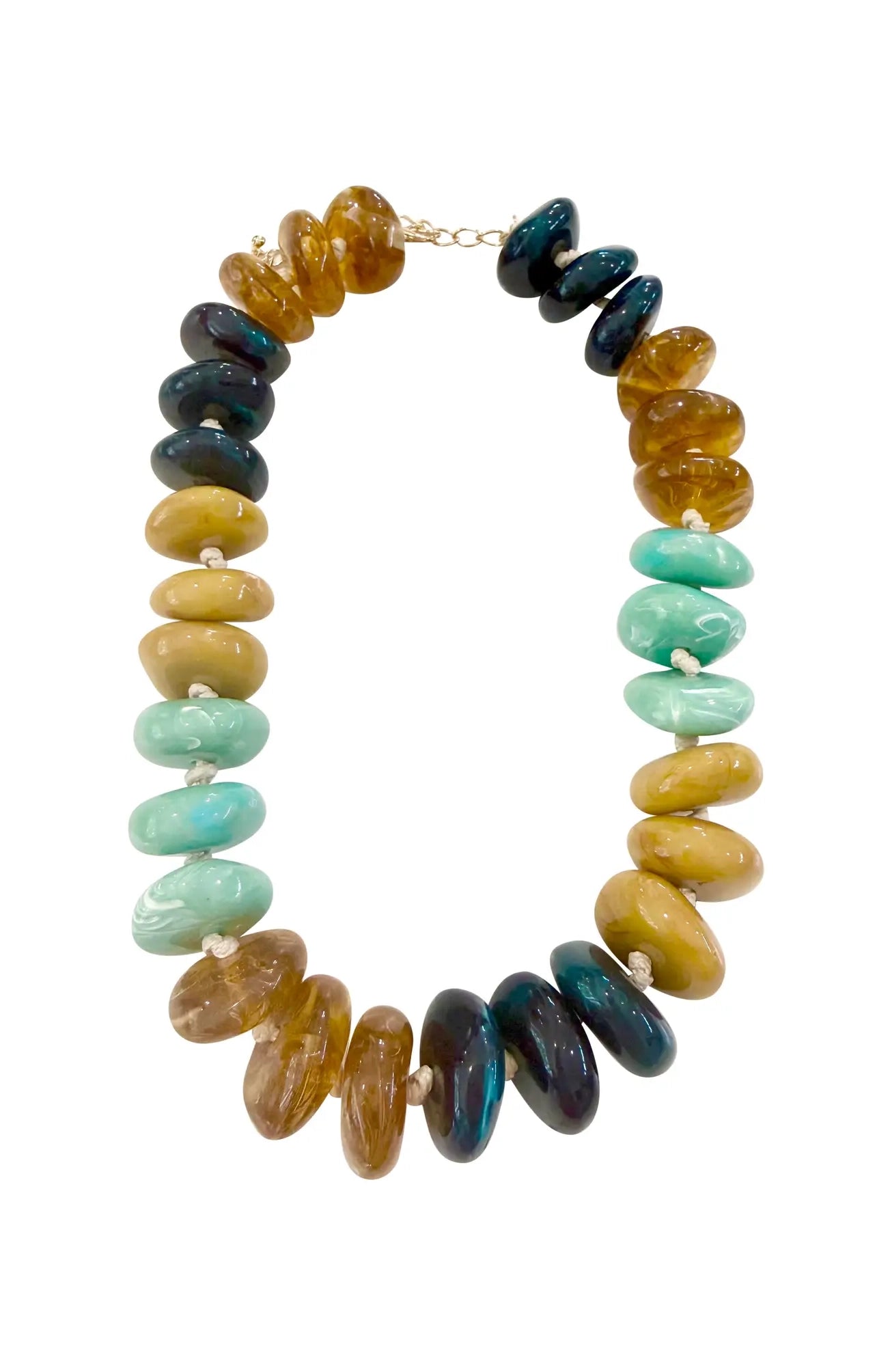 Delray Chunky Beaded Necklace - Mint/Navy
