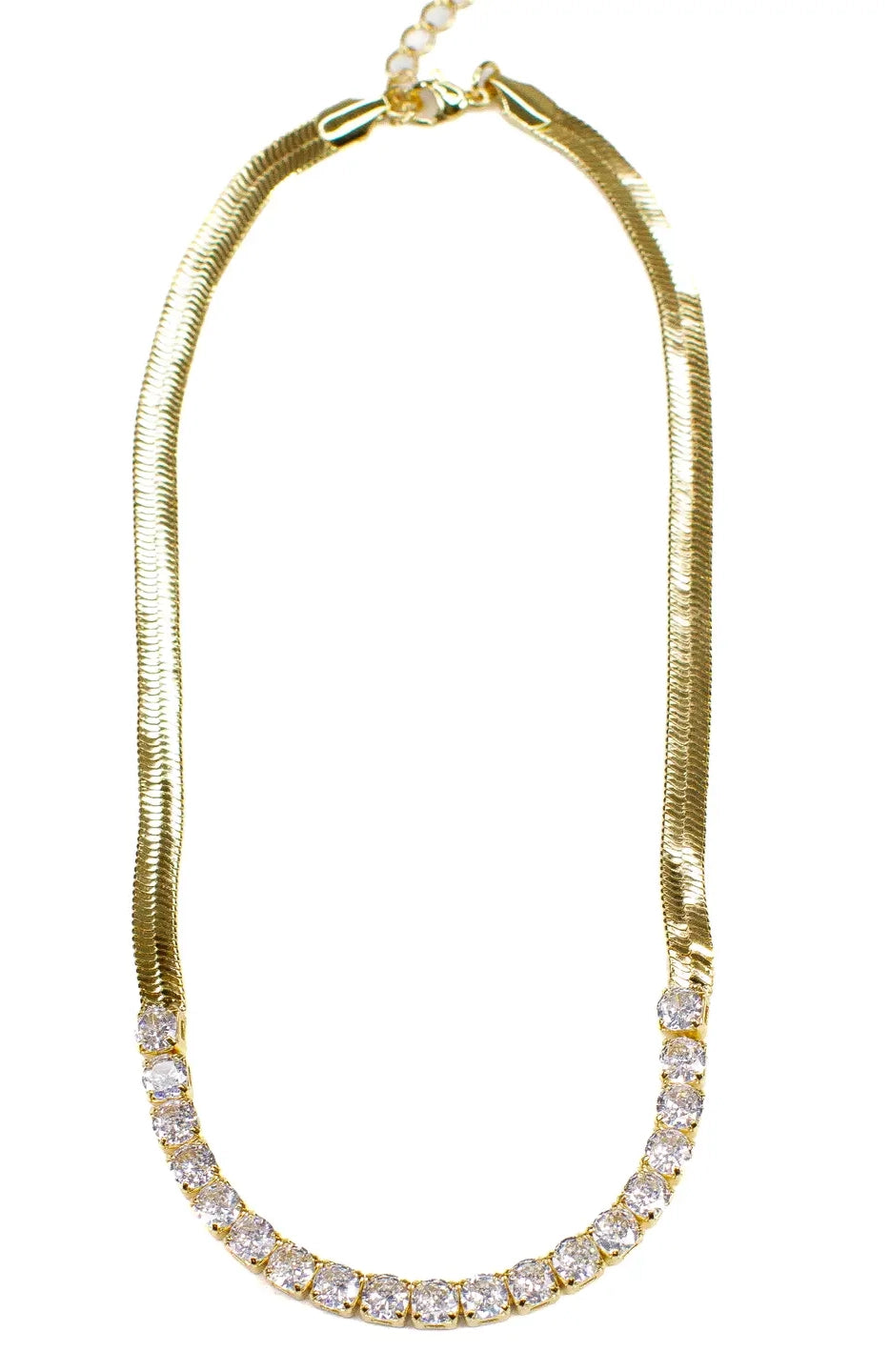 Herringbone Cz Clear Necklace