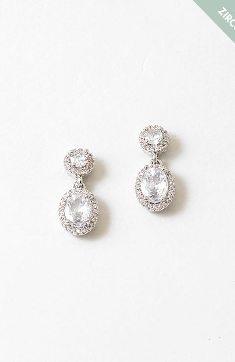 Silver Cubic Drop Earrings