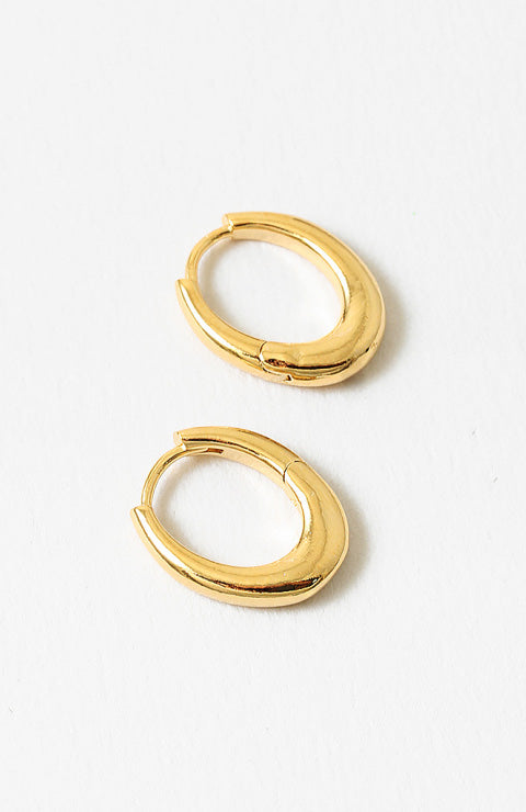 Oval Hoop Earrings - Gold