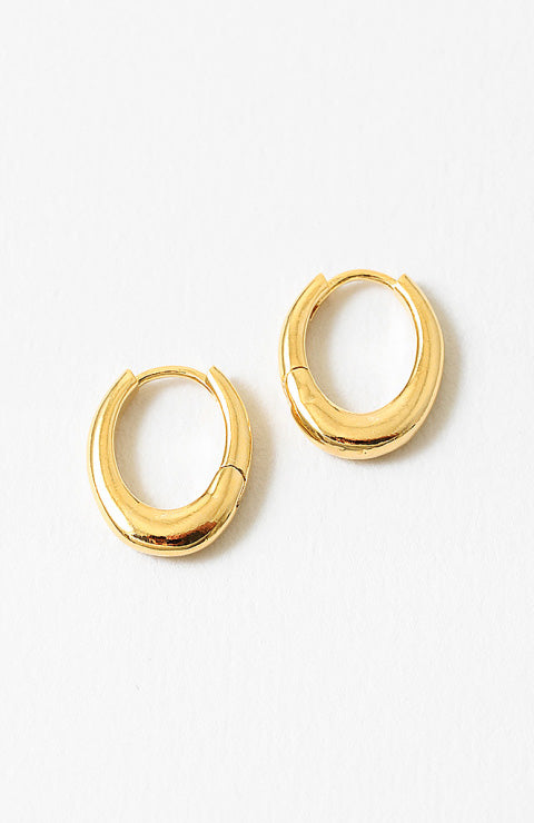 Oval Hoop Earrings - Gold