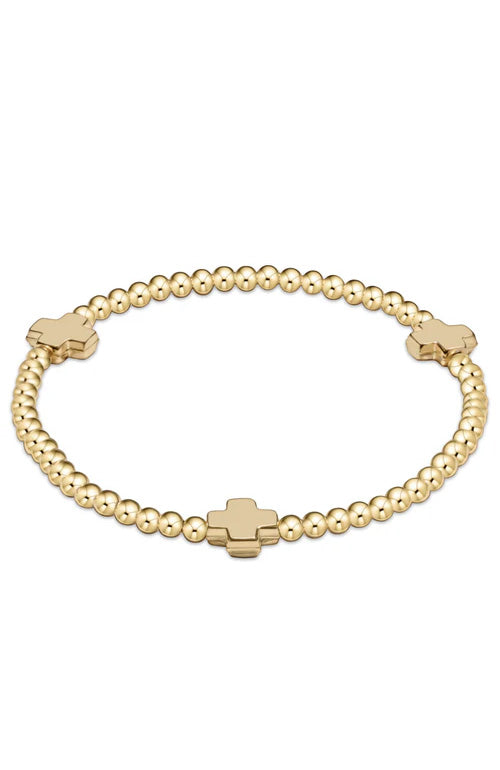 egirl Signature Cross Gold Pattern 3mm Bead Bracelet - Gold