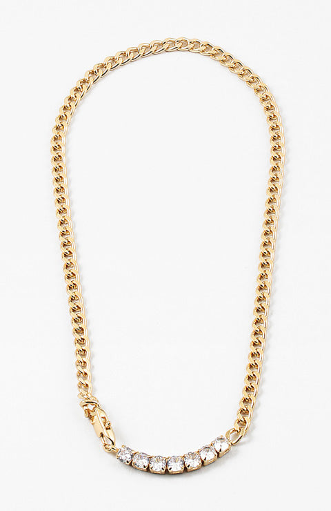 16" Crystal & Gold Chain Necklace